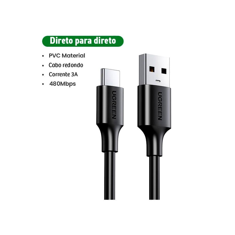 CABO UGREEN USB-A/USB-C 3A US287 1M BLK