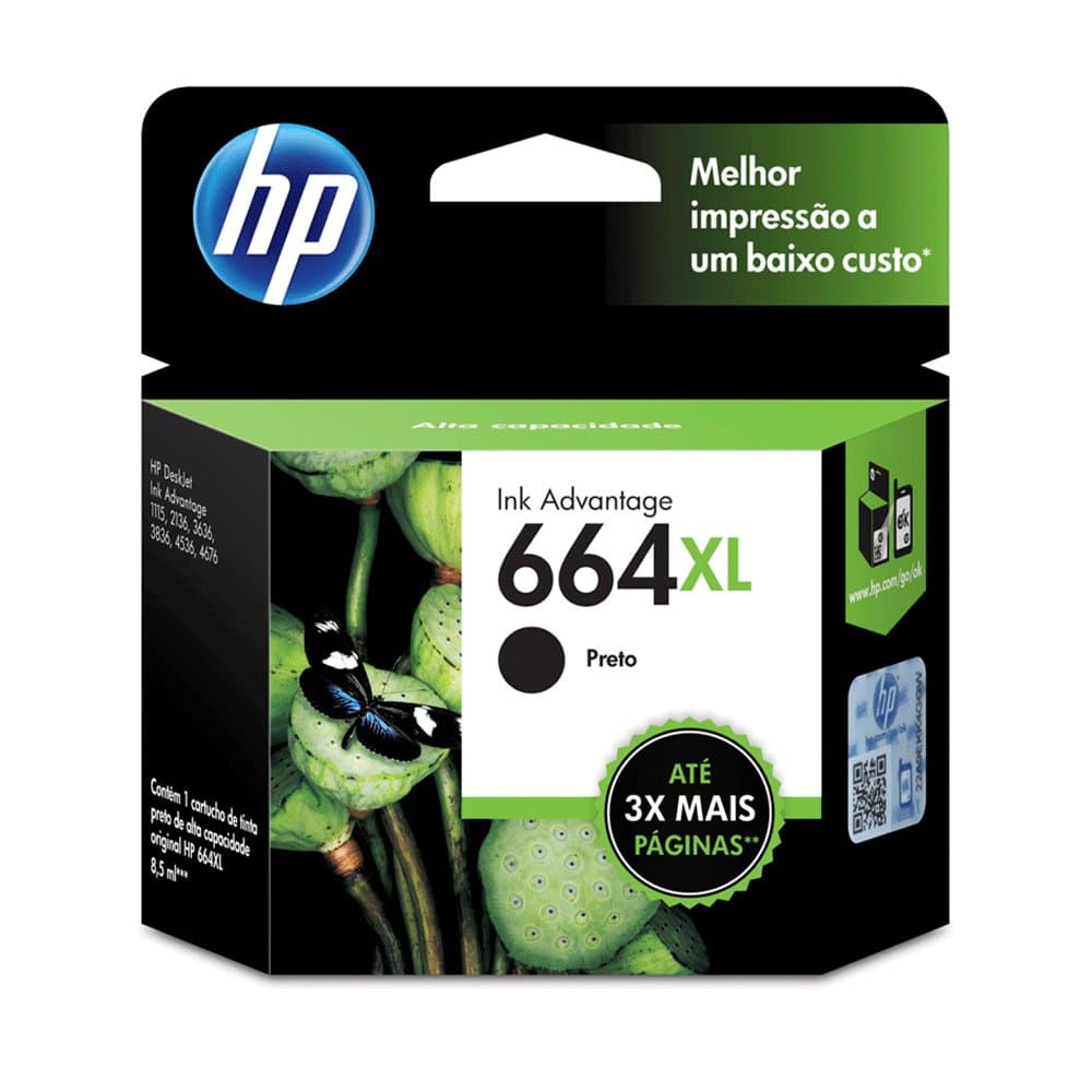 CART. HP 664XL PRETO 8,5 ML F6V31AB