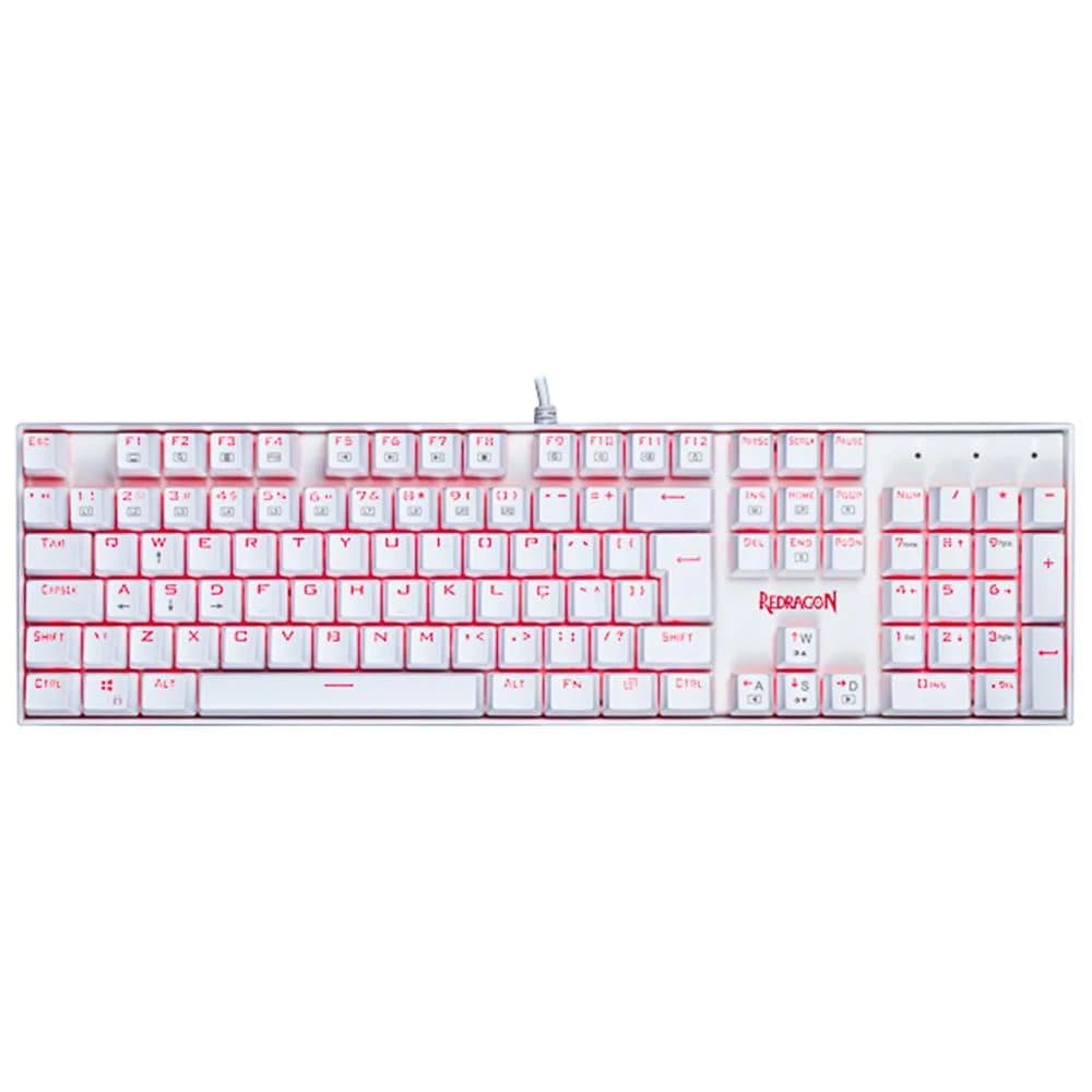 TECLADO GAMER MECANICO REDRAGON MITRA BRANCO SW.BROWN
