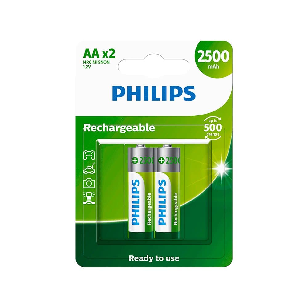 PILHA PHILIPS RECAR R6 AA 2500MAH C/02 2