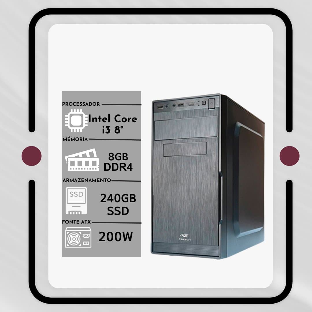 CPU I3 8ªG. 8100 8GB DDR4 SS256GB S. LINUX
