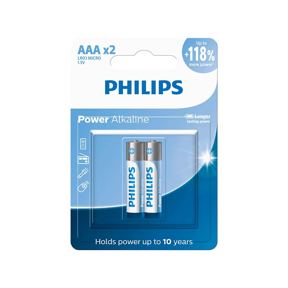 PILHA PHILIPS ALCALINA LR03 C/02 AAA