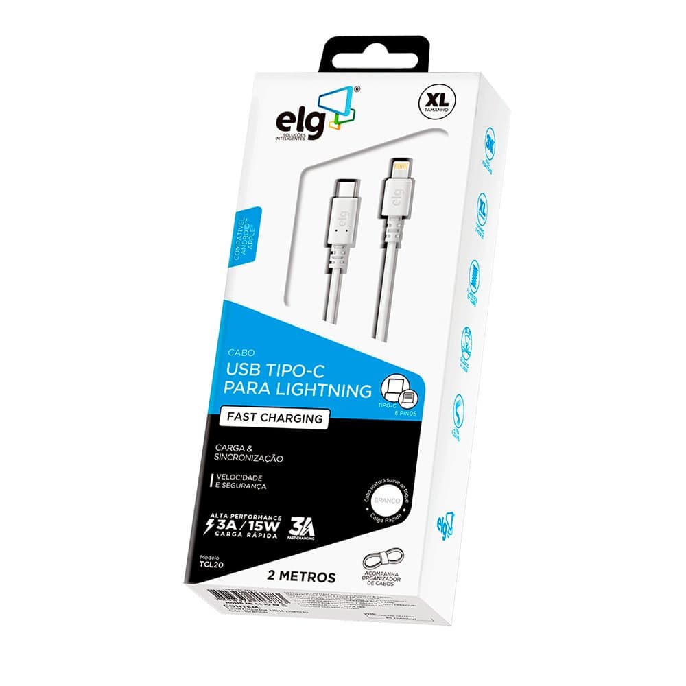 CABO TIPO C / LIGHTNING TCL20 2M 2.1A ELG
