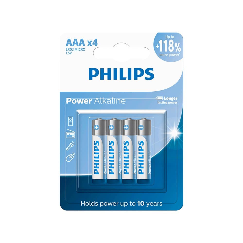PILHA PHILIPS ALCALINA LR03 C/04 AAA