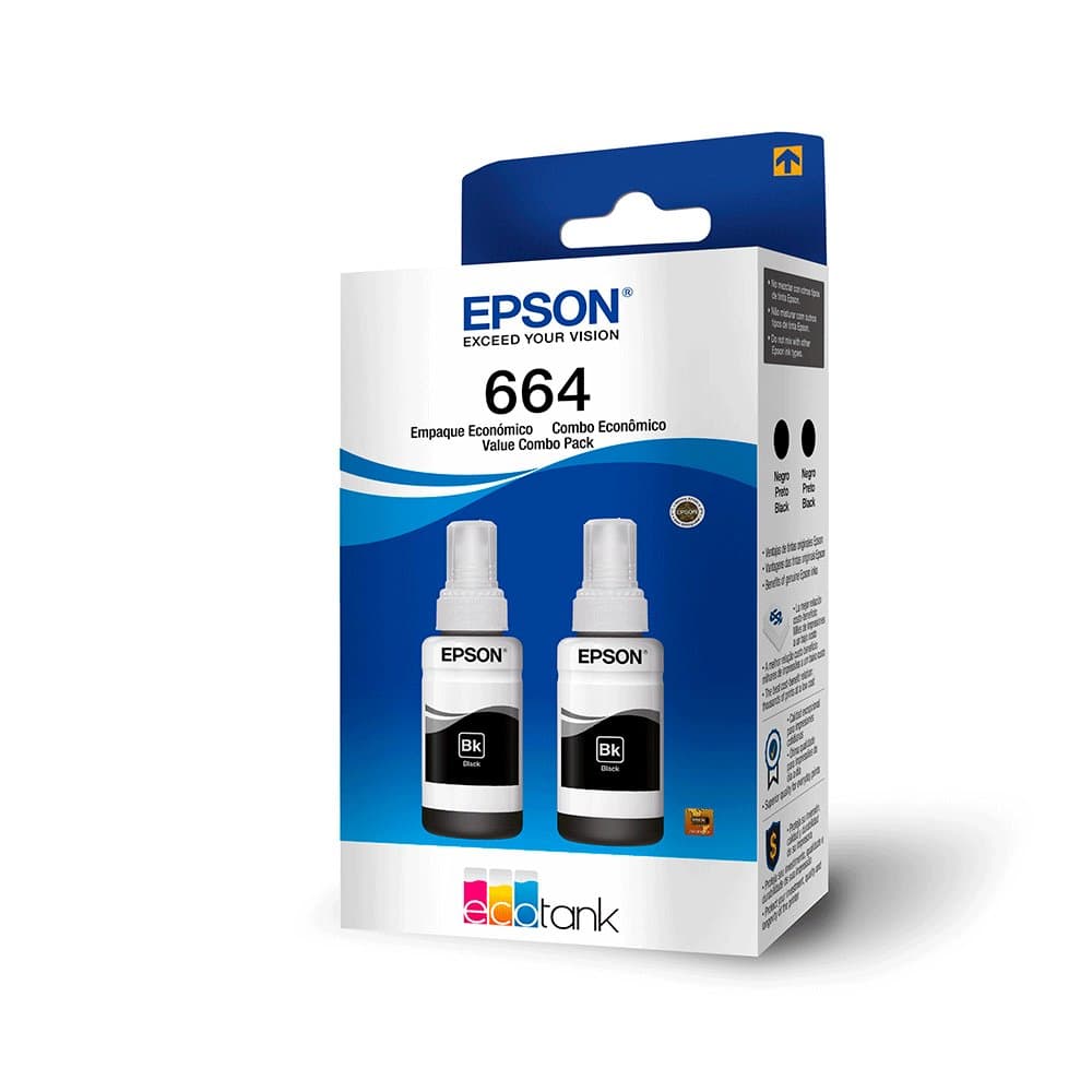 KIT 2 GARRAFAS PRETAS EPSON T664