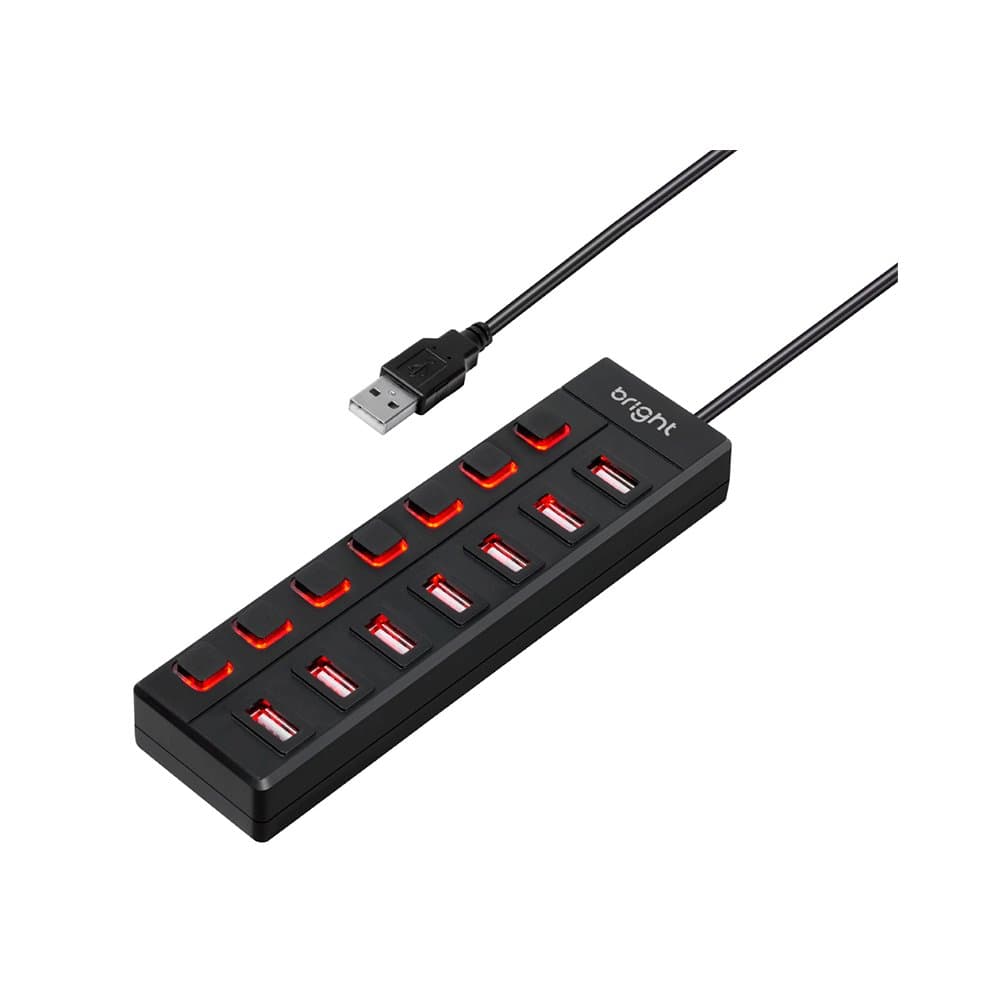 HUB USB 7 PORTAS USB 2.0 C/CHAVE BRIGHT